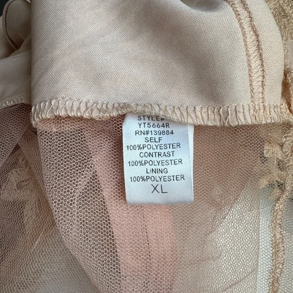 Peach Elegant Lace Embroidered Top Size XL Back Zipper Cottagecore Feminine - Picture 6 of 11